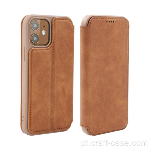 Capa flip vintage de couro para Galaxy S21